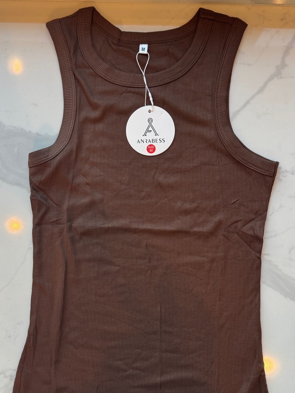 ANABESS Brown Ribbed Tank Top - Women's Sleeveless Knit